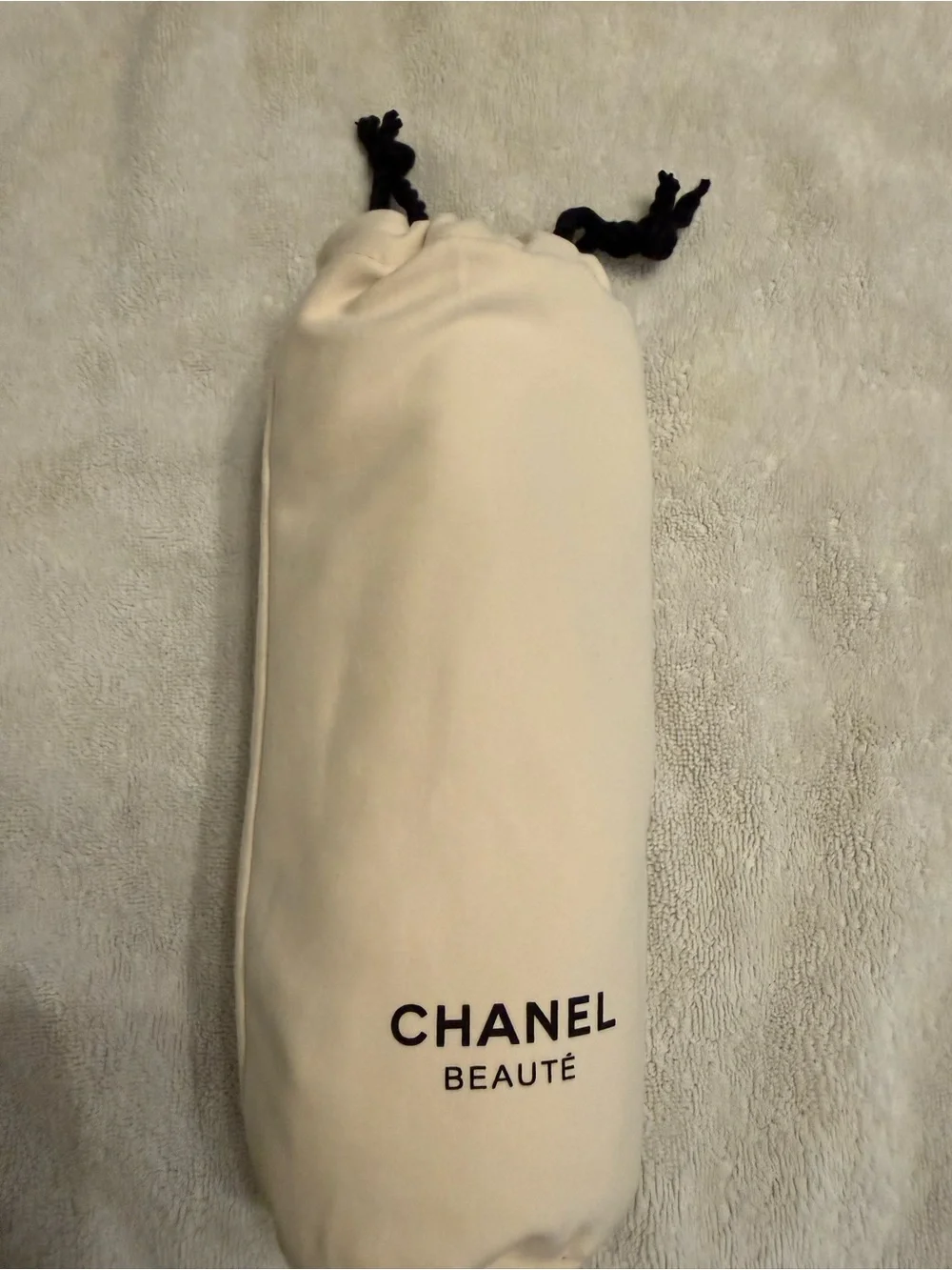 CHANEL Cream Throw with Black Edge and CC Logo
